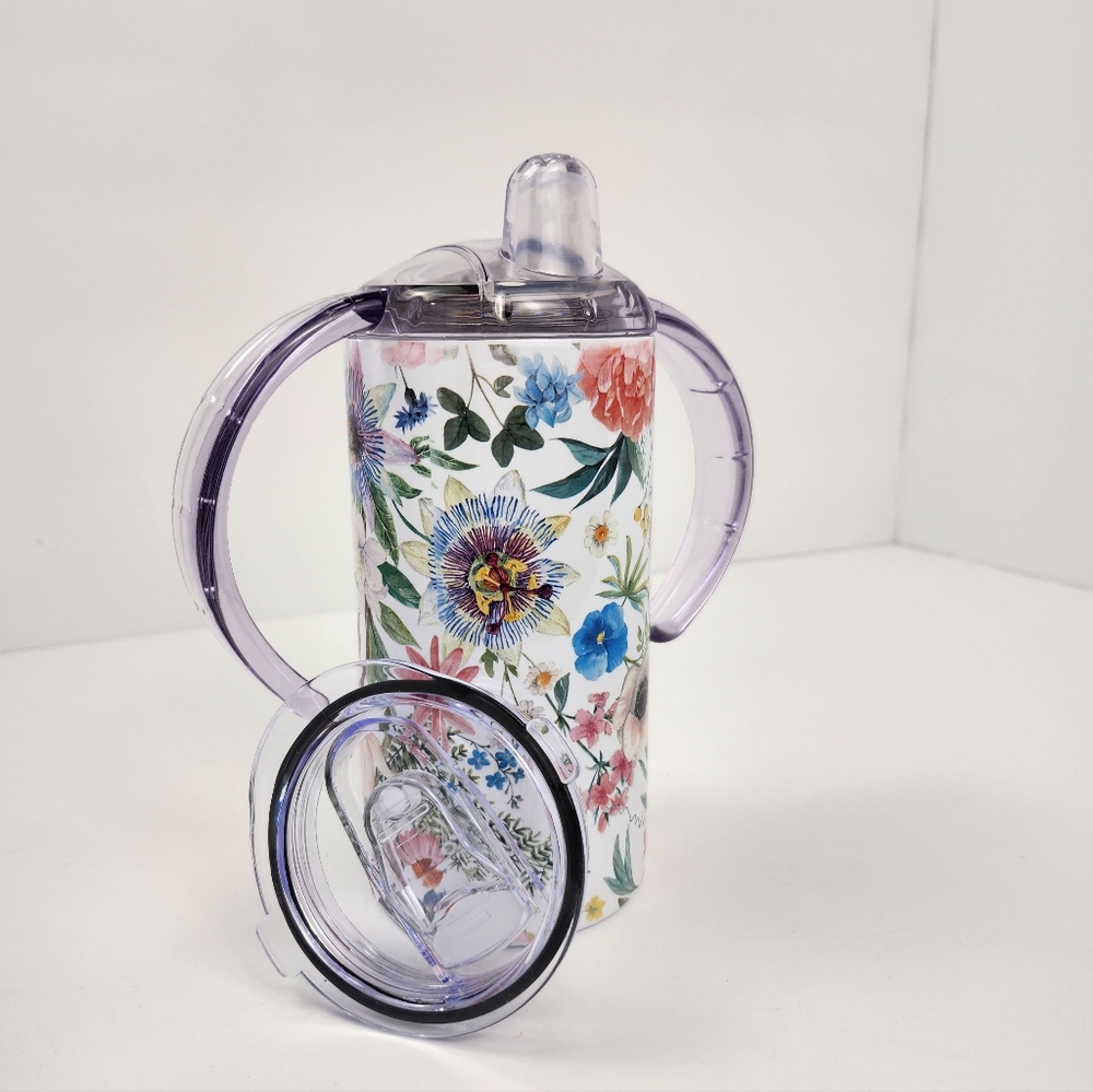 12 oz Floral Sippy Tumbler W/ 2 Lids - Picture 2 of 3